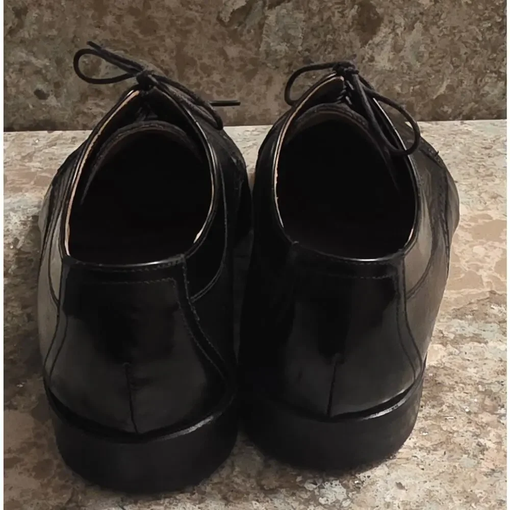 Stamati Mastroianni Men’s Black Leather Cap Toe Oxford Bespoke Shoes Size 10.5 W